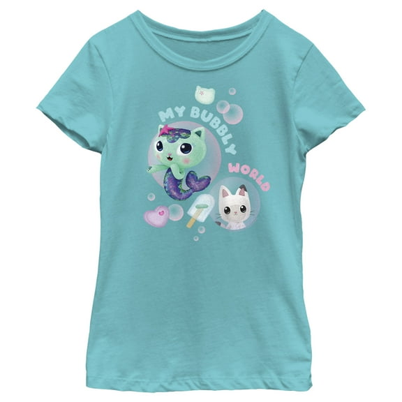 Girl's DreamWorks: Gabby's Dollhouse MerCat My Bubbly World  Graphic Tee Tahiti Blue X Small