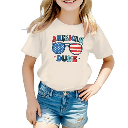 

Kids Boys America Flag Shirts 4Th Of July T Shirt Toddler Girls Cotton Patriotic Tops Tee Independence Day Clothes