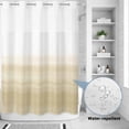 thumbnail image 4 of No Hook Shower Curtain with Built-in Rings - Beige White Washable Waterproof Fabric Bathroom Curtains for Hotel,Rentals, 72 X 84 Inch Extra Long , Abstract Brush Stroke, 4 of 9