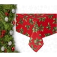 thumbnail image 5 of Christmas Tablecloth Red Festive Holly Fabric Tablecloth 60 x 144 Rectangle St. Nicholas Square, 5 of 6
