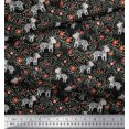 thumbnail image 3 of Soimoi Black Poly Georgette Fabric Leaves,Floral & Animal Cartoon Fabric Prints by Yard 52 Inch Wide, 3 of 3