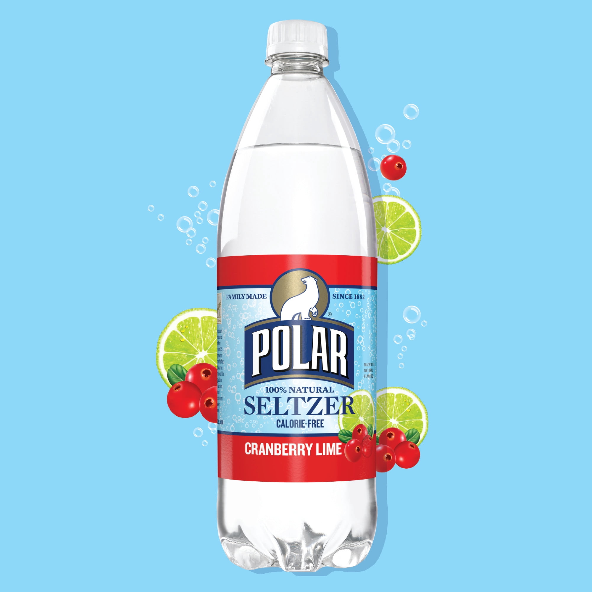 Polar Zero Calorie Cranberry Lime Sparkling Seltzer Water, 1 L, Bottle