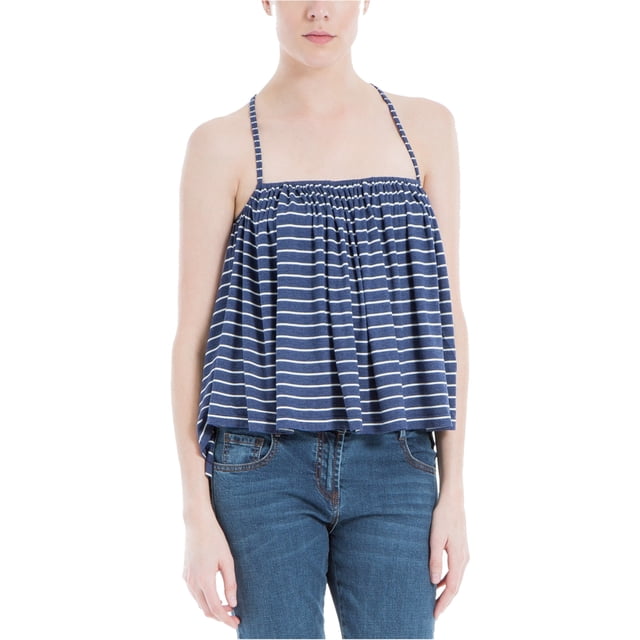 Max Studio London Blouse Dos Nageur pour Femmes, Bleu, Grand