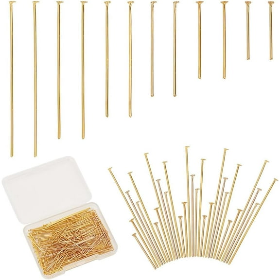 6 Sizes 304 Stainless Steel Flat Head Pins 240pcs Straight Head Pins Findings Jewelry Making Pin Connector Charms Head Pins Assorted for Craft Earring Bracelet Necklace Pendant Supplies