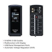 CyberPower CP1000AVRLCD Battery Backup UPS, 1000VA/600W, 120V, 8 Outlets, AVR, LCD Display, Black