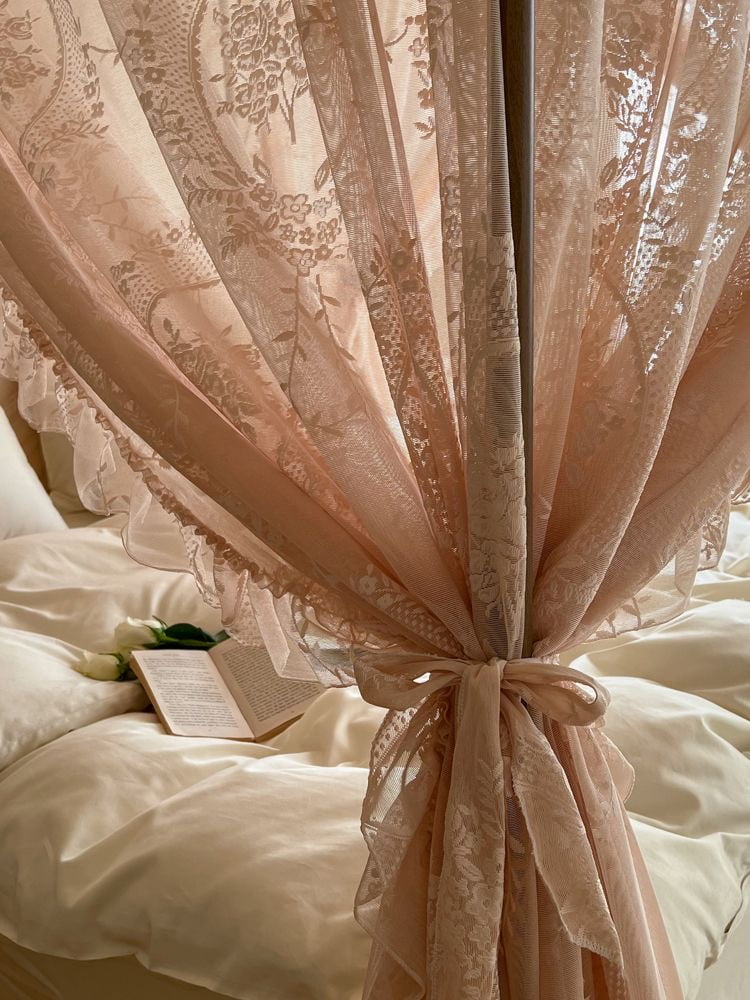Elegant Lace Princess 4 Corner Post Mosquito Net Romantic for Girls Women Bed Curtain Canopy for Adults Wedding Bedroom Kids Rooms Decoration,Jade-2,Queen