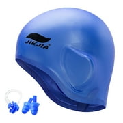 Swim Cap Silicone 3D Ergonomic Ear Protection Swimming Cap with Nose Clip & Ear Plugs For Women Men