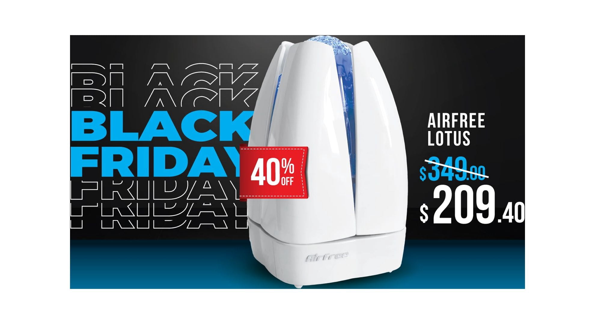 Airfree Lotus 650 Sq Ft Filterless Air Purifier, White