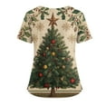 thumbnail image 4 of WonderWiz Womens Christmas Scrub Tops Funny Printed V Neck Short Sleeve Shirts Stretch Medical Nursing Uniform with Pockets Green 5XL, 4 of 5