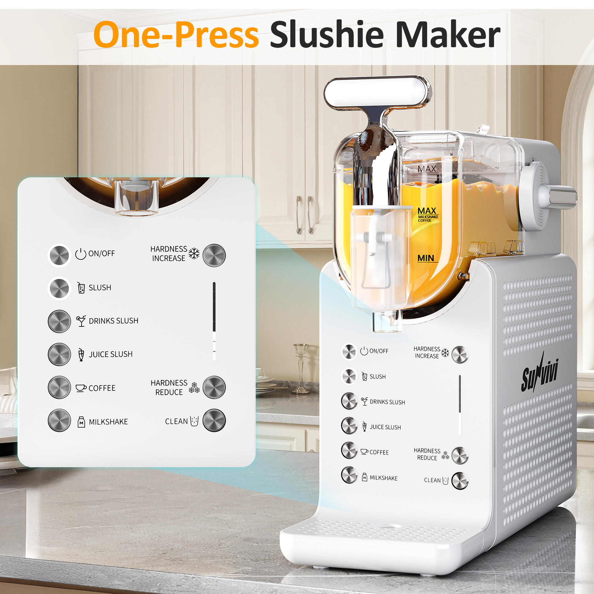 CozyHom Slushie Machine for Home: 68oz Single-Tank Frozen Drink Maker with Rapid Chill Technology, Self-Cleaning System & 5 Drink Modes, Keep Drinks Cold up to 12 Hours, ETL Certified, White