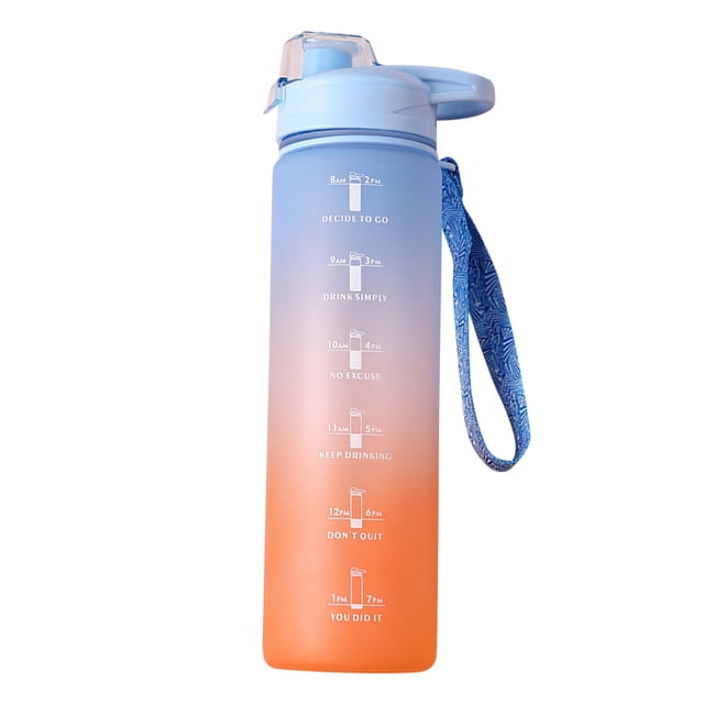 Sywqhk Botella de agua deportiva de 1000 ml con marcador de tiempo para actividades al aire libre (azul) Sywqhk Alta Calidad
