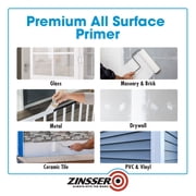 White , Zinsser Flat Bulls Eye 1-2-3 Interior/Exterior Multi-purpose Water-based Primer- Gallon, 1 Pack