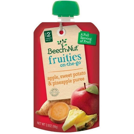Beech-Nut Fruities on-the-Go Apple, Sweet Potato & Pineapple Pur?e Baby Food, 3.5 oz, (Pack of 12)