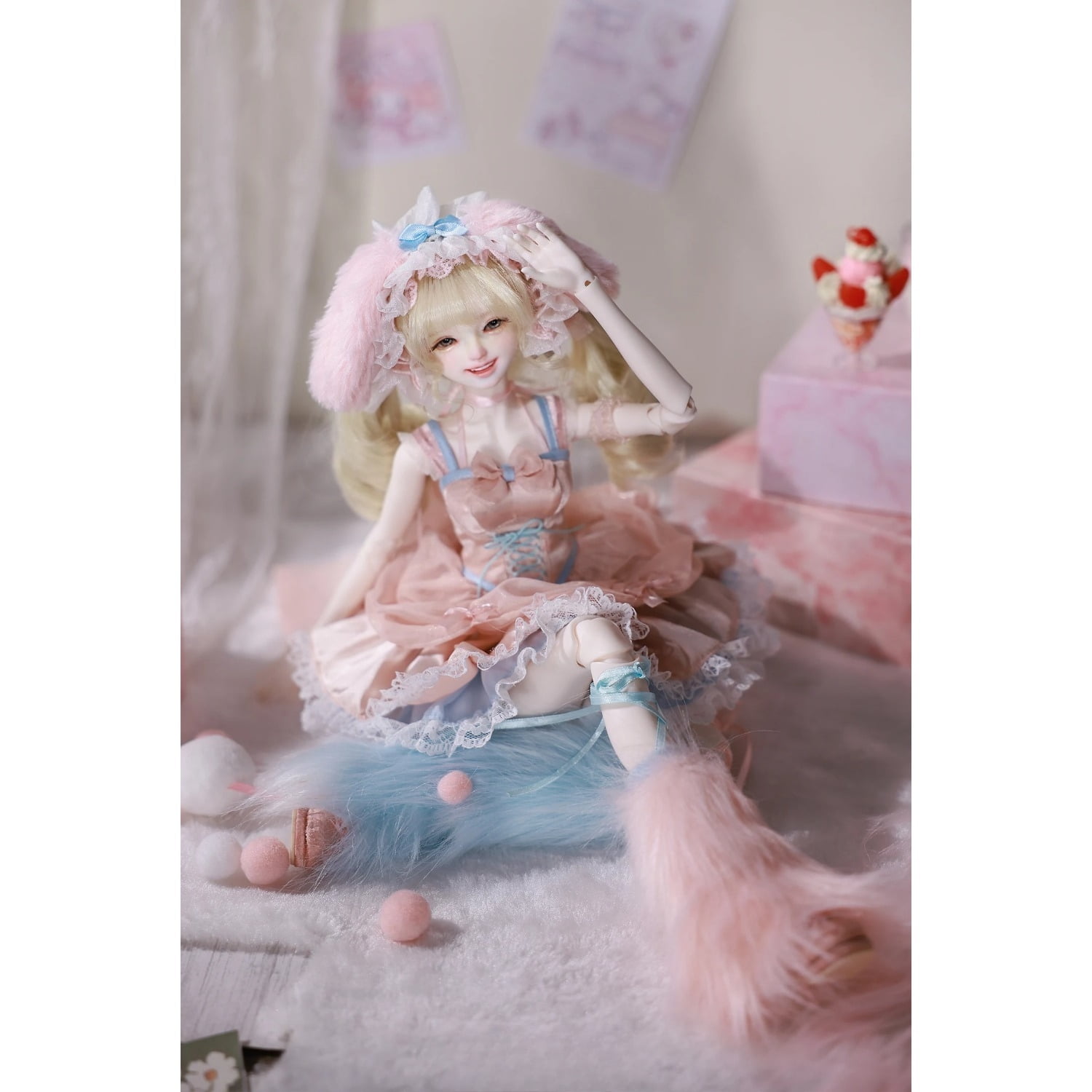 Melanie A 1/4 BJD - Romantic Pink Bunny Girl Full Set Usagi Moe W