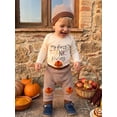 thumbnail image 5 of Loicainy Infant Baby Boy Thanksgiving Outfit 3 6 12 18 Months Letter Embroidery Long Sleeve Romper Pants Hat Clothes Set, 5 of 9