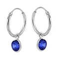 thumbnail image 2 of Aeravida Glistening Round Blue Cubic Zirconia Sterling Silver Hoop Earrings for Female Adult, 2 of 5