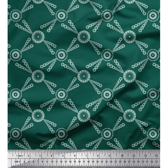 Soimoi polyester Crepe Fabric Dots & Circle Geometric Printed Craft Fabric by the Yard 52 Inch Wide
