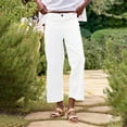 thumbnail image 6 of Cropped Linen Pants Women High Waisted Flare Wide Leg Capri Work Pants Business Casual Ankle Pants with Pockets, 2025 Under 10 Dollar Limited Time, 6 of 6