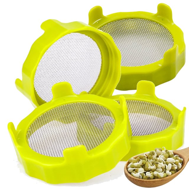 4 Pack Plastic Sprouting Lids, for 86mm Wide Mouth Jar Sprout Kit with