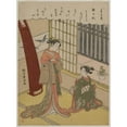 thumbnail image 2 of Suzuki Harunobu 19x24 Black Ornate Framed Double Matted Museum Art Print Titled: Woman and Maid Servant (Late 1760s), 2 of 5