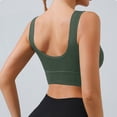 thumbnail image 5 of Womens Yoga Sports Bras Stretch Athletic Ribbed Tank Top Bralettes Scoop Neck Wireless Push Up Bra 32BC, Green, 5 of 7