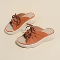thumbnail image 5 of Orange Sandals For Women Casual Breathable Hollow Weave Wedge Heel Thick Sole One Strap Slip On Shoes For Spring Summer Outdoor Use Pu Material Size 37 Package Includes 1 Pair Weight 0.77, 5 of 9