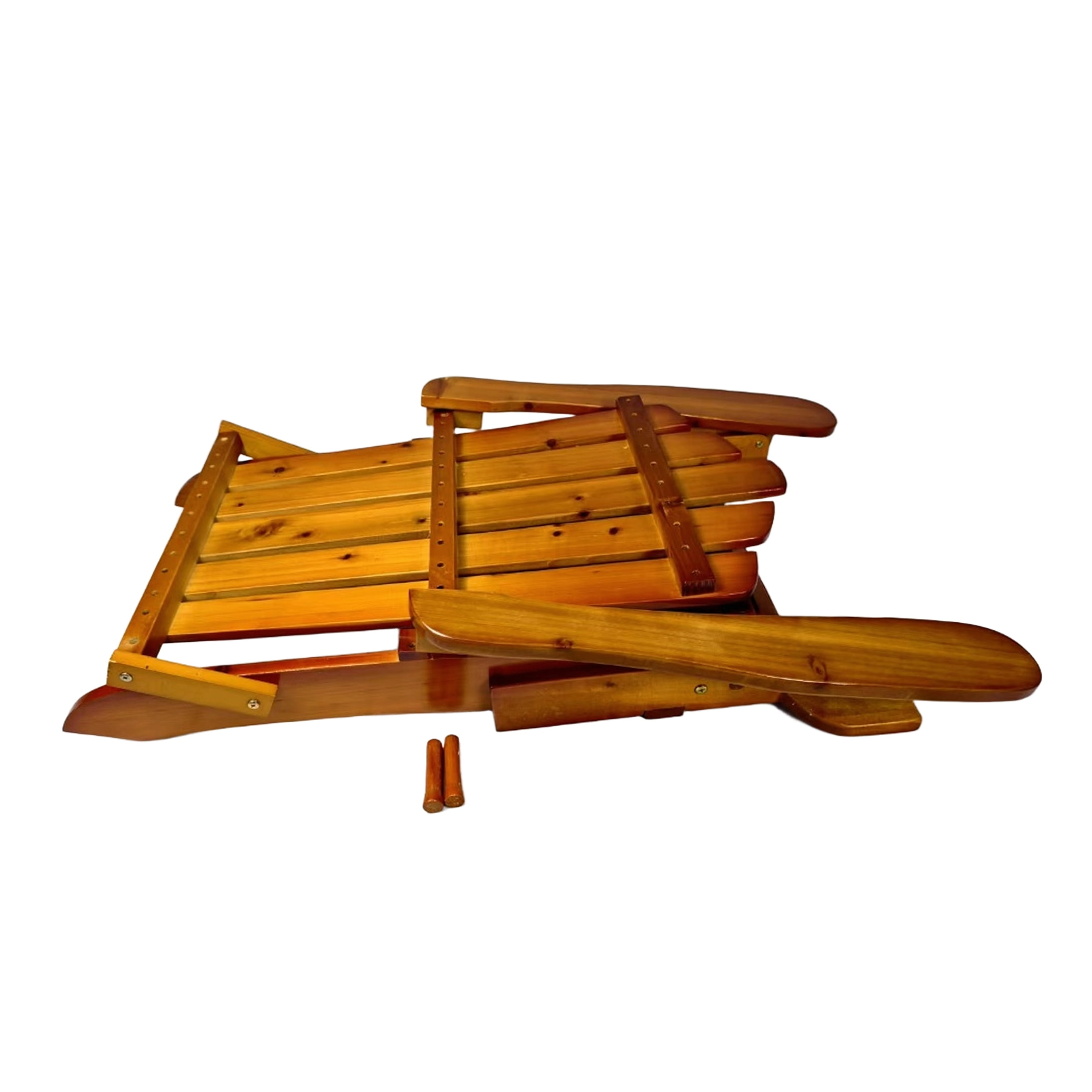 COSMOS Oak Foldable Adirondack Chair for Patio or Garden, Solid Hardwood Outdoor Lounge Chair with Wide Armrests