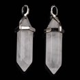 thumbnail image 4 of Natural Quartz Crystal Double Terminated Pointed Pendants Rock Crystal with Random Alloy Pendant Hexagon Bead Cap Bails Bullet Platinum 36~45x12mm Hole: 3x5mm Gemstone: 10mm in diameter, 4 of 4