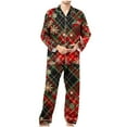 thumbnail image 2 of uublik Mens Pajamas Sets 2 Pack Long Sleeve Pajamas for Men Lounge Plaid Pjs Set with Pockets, Red, 2 of 5