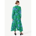 thumbnail image 3 of Scoop Women's Pleated Floral Midi Dress with Handkerchief Hem, Sizes XS-XXL, 3 of 5