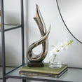 thumbnail image 3 of 8" x 17" Silver Porcelain Ceramic Abstract Sculpture with Black Base, by DecMode, 3 of 11