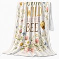 thumbnail image 2 of Whimsical Meadow Bee Watercolor Cheerful, Playful Botanical Garden Scene, Warm Flannel Blanket for Sunroom and Reading Nook, Garden Lovers Housewarming Gift, Artistic Home Decor, 2 of 9
