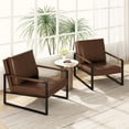 thumbnail image 7 of AWQM 2 Pieces Mid-Century Modern Chair, Accent Chair with Backrest, Upholstered Armchair, 105 Degree Slant Back Comfy Reading Chair, Lounge Chair for Living Room Bedroom Apartment, Brown, 7 of 7