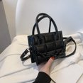 thumbnail image 4 of Bolso cruzado de PU con patrón de cuadros para mujer a la moda, bolso de cadena informal (negro), 4 of 4