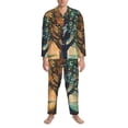 thumbnail image 3 of Fuzoiu Seasonal Tree Reflection Print Men's Long-Sleeved Pajama,Lounge Button Down Nightwear,Mens Notch Collar Pajama Set -Small, 3 of 7