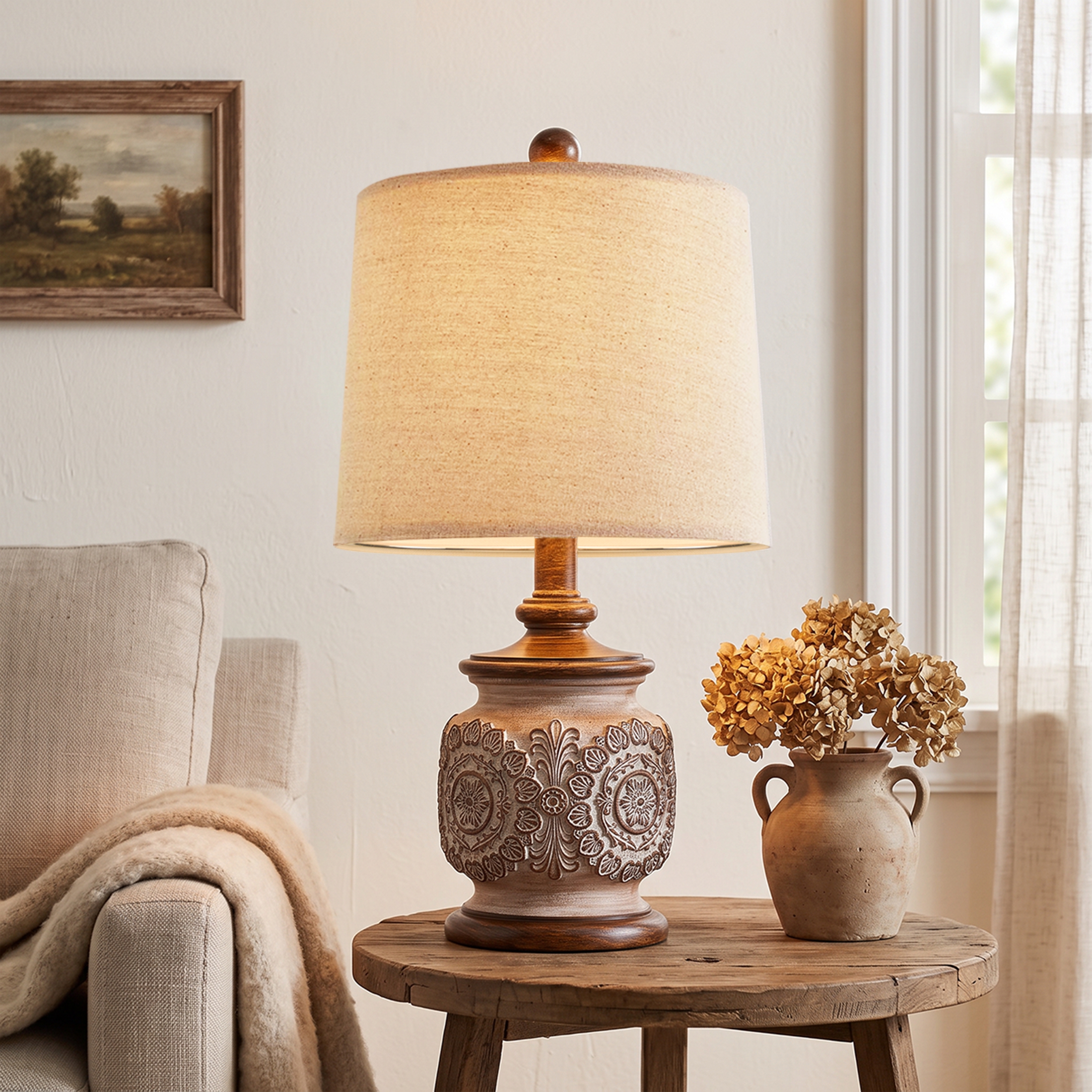 Oneach Vintage Floral Table Lamps Set of 2, 18.75" Farmhouse photo 5