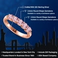 thumbnail image 2 of Gem Stone King 18K Rose Gold Plated Silver Pink Lab Grown Diamond Wedding-Bands Ring for Women | 0.90 Cttw | Round 3.5MM | Gemstone April Birthstone | Size 8, 2 of 6