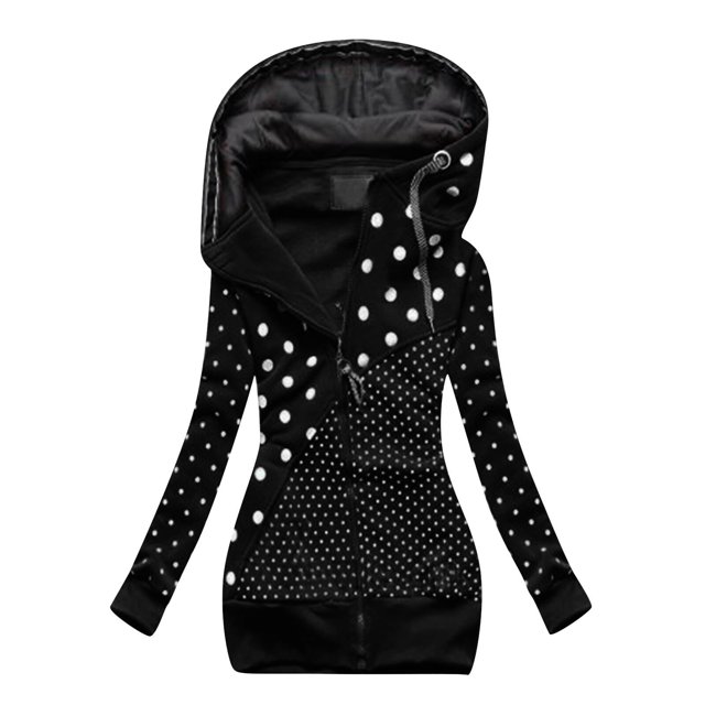 Ruimatai Women's Solid Stitching Drawstring Hooded Slim Fashion Jacket Coat Outwear