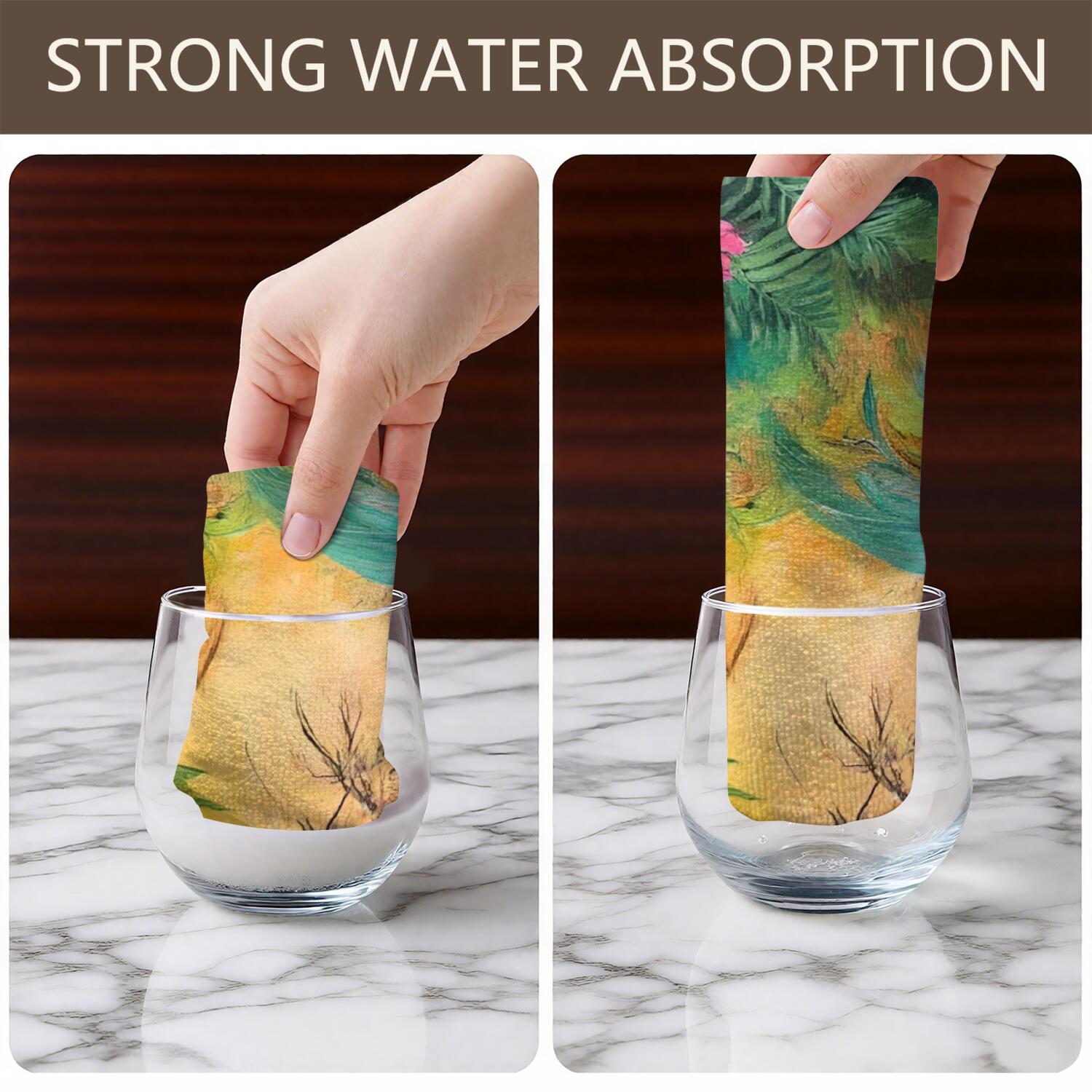 6 Pcs Funny Kitchen Towels,Colorful Tropical Leaf Pattern Microfiber Dish Towels,Kitchen Tea Towels,Kitchen Towel Set (18" X 26")
