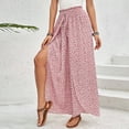 thumbnail image 6 of CIENVNSTG Floral Palazzo Boho Flowy Baggy Pants for Women Elastic High Waist Wide Leg Vacation Casual Long Lounge Trendy Trousers Pink XL, 6 of 7