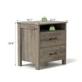 thumbnail image 4 of Set of 2 Rustic Farmhouse Nightstands,Light Brown Wood End Tables with Open Shelf and 2 Drawers, Bedroom Side Tables, 4 of 5