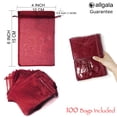 thumbnail image 2 of Allgala 100 Count Orangza Gift Party Favor Bags with Drawstring-4x6 Inch-Burgundy-PF53123, 2 of 2