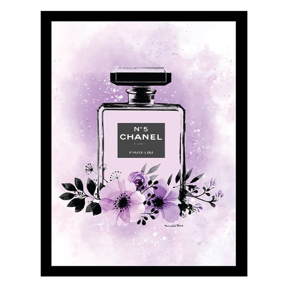 Fashion Floral Glam Perfume Bottle - Framed Print