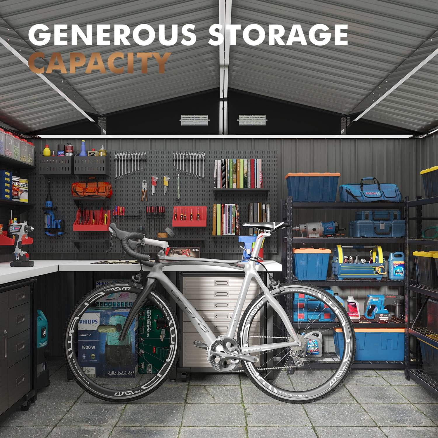 BaPiPro 10x8FT Metal Storage Shed, Outdoor Storage Lockable Tool Shed for Patio, Backyard, Black