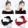 thumbnail image 2 of Sweet Polka Dot Print Bowknot Hair Hoop Women Wide Band Cloth Headband Headwrap, 2 of 8