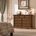 thumbnail image 3 of ZBOM 9 Drawer Dresser, 54 Inch Wide Farmhouse Style Chest of Drawers with Charging Station, Distressed Finish Design, Modern Storage Dresser Organizer TV Stand for Bedroom, Living Room，Brown, 3 of 13