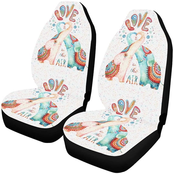 FMSHPON Set of 2 Car Seat Covers Tribal Aztec Elephant Mandala Universal Auto Front Seats Protector Fits for Car,SUV Sedan,Truck