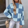thumbnail image 3 of Azrian Clearance Sweater for Women, Long Sleeve Crewneck Knitted Tops Pullover Sweater Women's New Checkered Round Neck Long Sleeved Knitted Sweater, 3 of 6