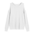 thumbnail image 2 of Harpily Womens Long Sleeve Shirts Waffle Knit Cuffed Round Neck Cold Shoulder Cut‑Out Design Shirts for Women Going Outdoor Walk Outfits, 2 of 4