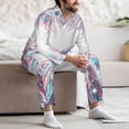 thumbnail image 7 of Lsque Blue Swirl Fireworks Pattern Long Sleeve Pajama Set for Men - Soft 2-Piece Sleepwear and Loungewear Set with Pockets, Comfy Nightwear-X-Large, 7 of 7